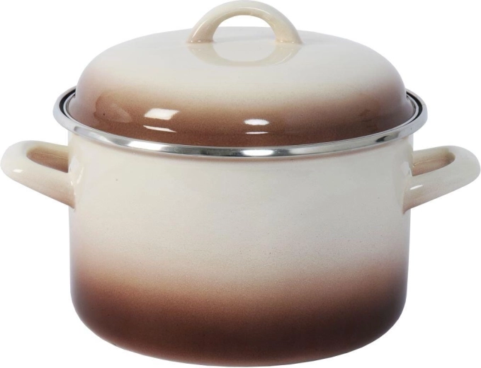 Emaljeret gryde med låg 20 cm, 4 l CAPUCCINO
