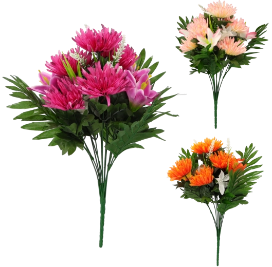 Kunstig buket af liljer og krysantemum 42 × 24 × 24 cm
