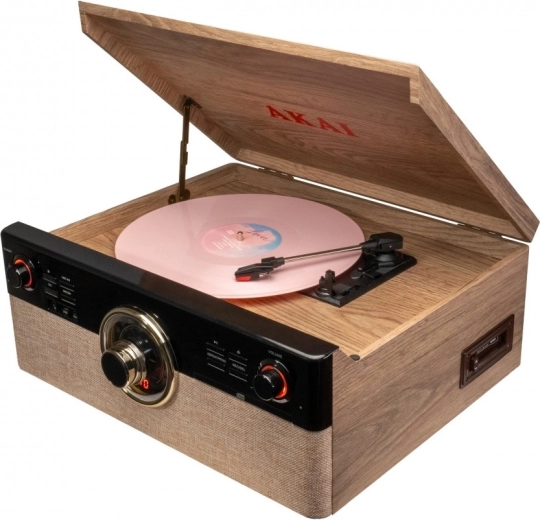 AKAI pladespiller med Bluetooth, CD-afspiller, kassette og FM-radio