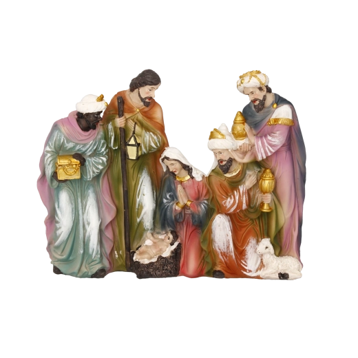 Julefigur (krybbespil) – Jesu fødsel med De Tre Vise Mænd 25,7 × 4,5 × 20 cm