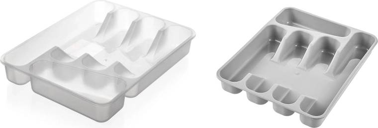 Bestikbakke i plast 33,5 × 26,5 × 5 cm, mix af farver