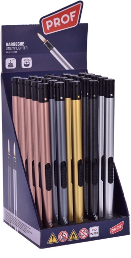 Flammefyldt genopfyldelig lighter PROF 21 cm – mix farver