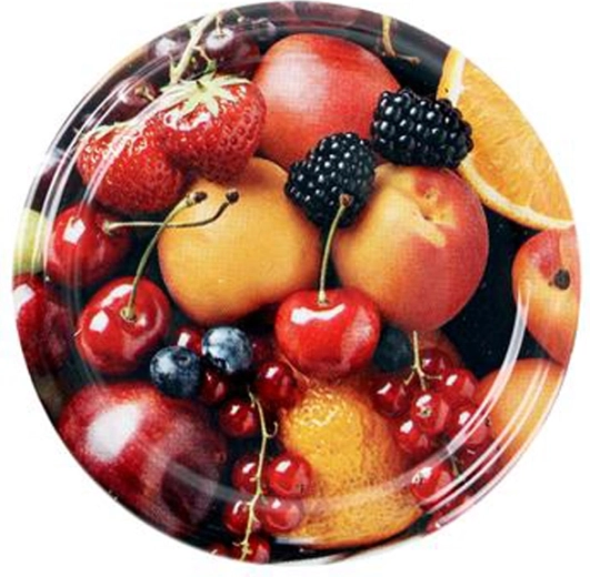 Twist-låg til sylteglas, 82 mm, frugtmotiv, 10 stk.