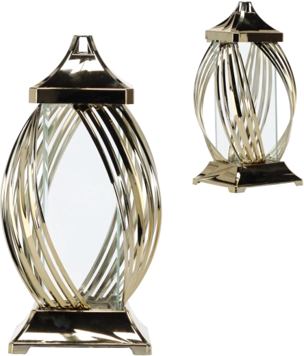 Metallygte 40 cm med dekorativt bånd – guld eller sølv