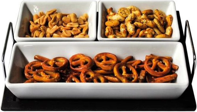 Serveringssæt med skåle på bakke Toro, rektangulær