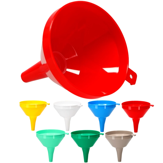 Stor plastiktragt med si 16 cm