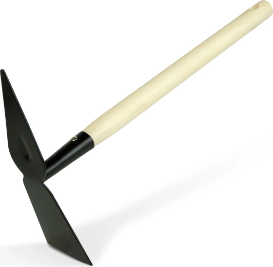 Dobbeltsidet havehakke med træskaft 50 cm