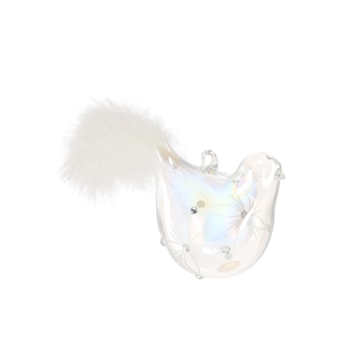 Glas julepynt fugl, sæt med 6 stk.