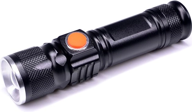 Solight genopladelig LED-lommelygte 200 lm med zoom