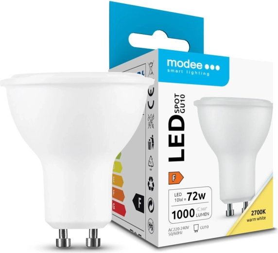 Modee LED-spotpære 10 W GU10 1000 lm varm hvid 2700 K 110°