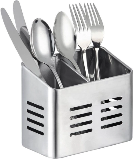 Rustfrit bestikholder med 2 rum 16 × 9 × 13 cm