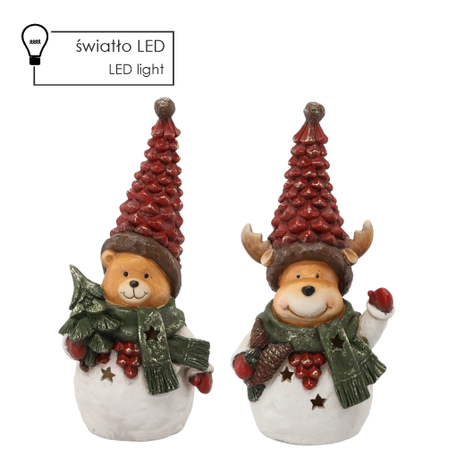 Julefigur bjørn/ren med LED-hue 36 cm