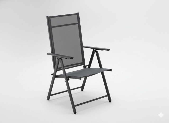 Sammenklappelig havestol i stål, grå, 66 × 53 × 107 cm