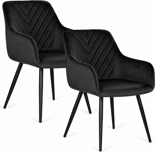 ModernHome sæt med 2 sorte velourstole med armlæn