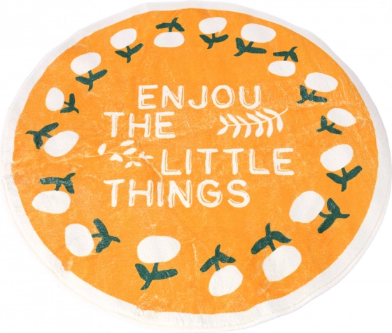 Rund skridsikker tæppe 80 x 80 cm - mønster Flowers, gul