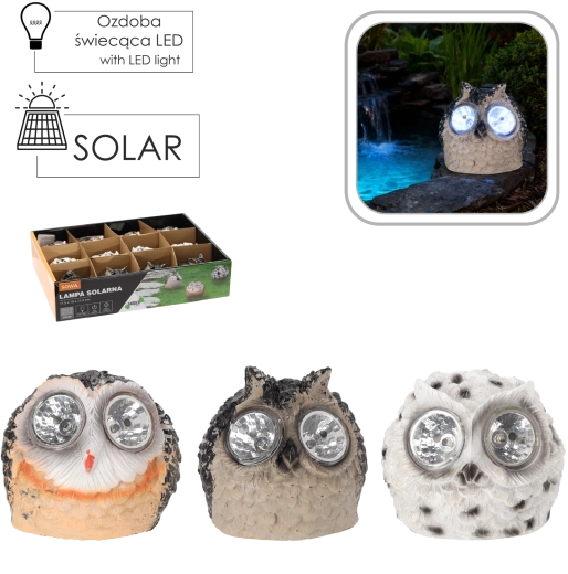 Solcelledrevet havelygte ugle 11,5 × 10 × 11,2 cm