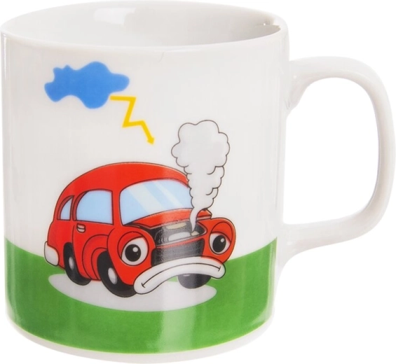 Porcelænskrus til børn med bilmotiv 225 ml