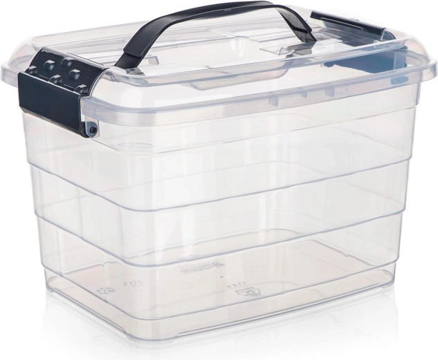 Opbevaringsboks VILARD 8,5 l med låg og håndtag, transparent