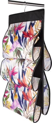 Floral hængende organizer til skab til håndtasker, bælter og tilbehør 72 × 42 cm, 5 lommer