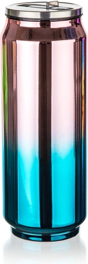 Termokrus dåse 430 ml BE COOL regnbue guldrosa‑blågrøn