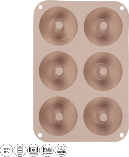 Silikoneform til donuts 6 stk. beige