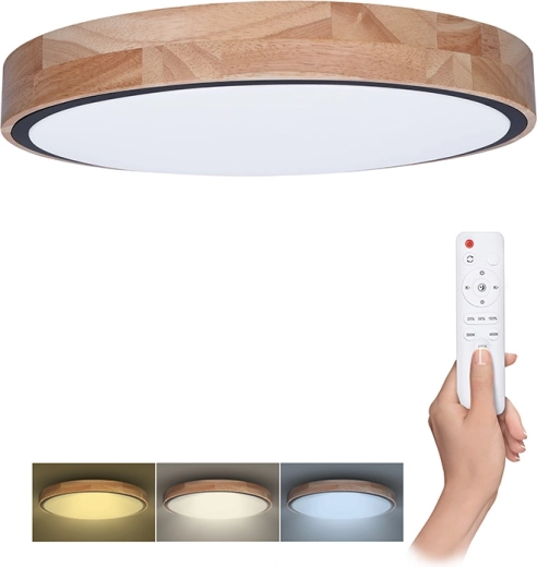 Solight LED loft-/væglys Iron Oak med fjernbetjening, 60 W, 4200 lm, 51 cm, CCT, dæmpbar