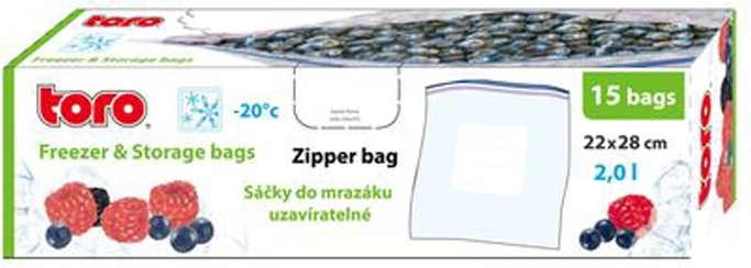 Fryseegnede lynlåspose TORO 2 l, 15 stk