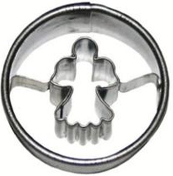 Udstiksform engel – rund 3 × 1,6 cm, fortinnet plade