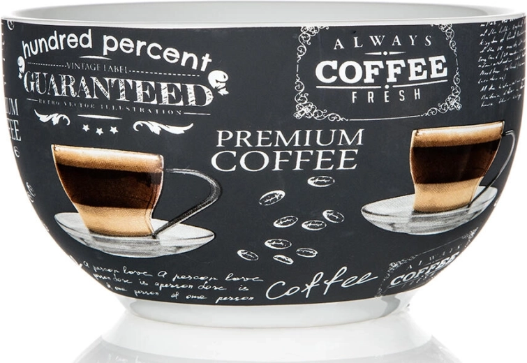 Keramisk skål 550 ml 13 cm 100 Percent – hvid med kaffedekor