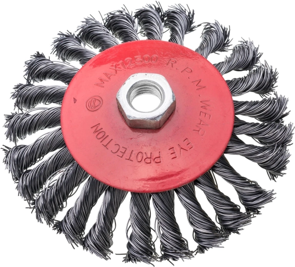 Skålformet stålbørste 125 mm, tråd 0,3 mm, gevind M14