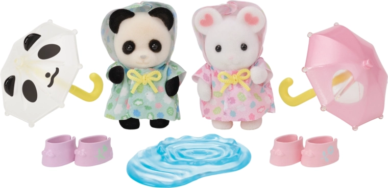 Sylvanian Families babyduo på tur i regnen