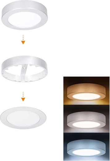 Solight badeværelses LED mini panel 2i1 3CCT 12 W IP54 sølv rund - 1 stk.