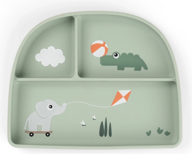 Done by Deer sugekop opdelt tallerken Stick&Stay Playground grøn