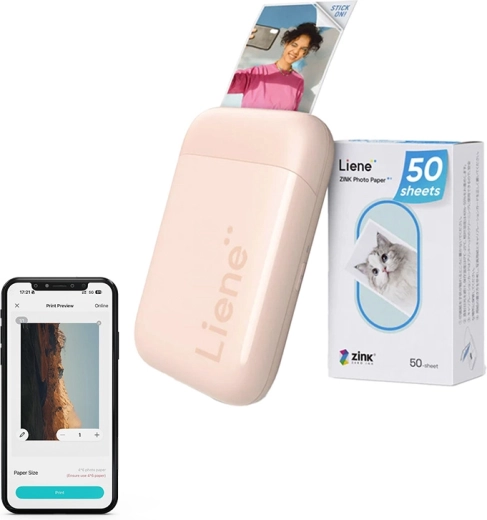 Bærbar fotoprinter Liene Pearl 2x3, rosa
