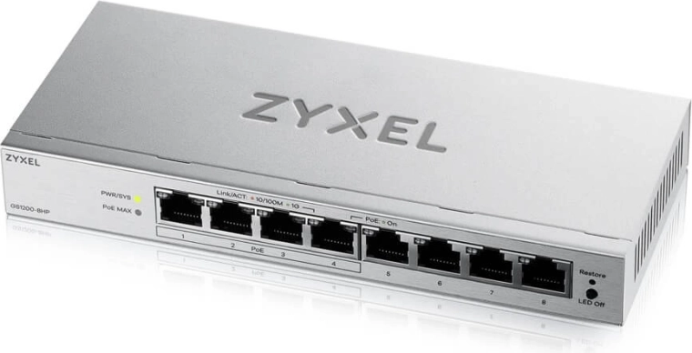 Zyxel GS1200-8HPv3 – 8-port gigabit PoE-switch med webadministration