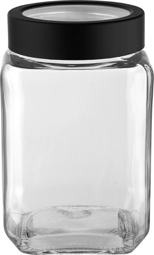 Altom Design firkantet glasbeholder med låg 700 ml, sort