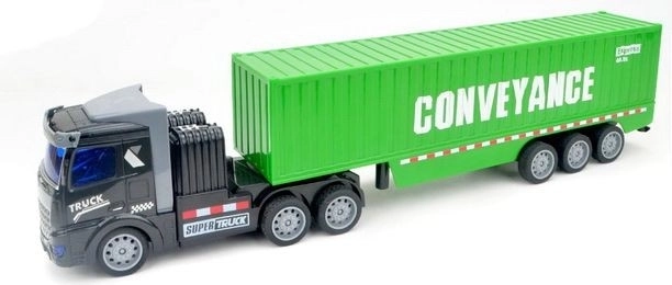 Fjernstyret lastbil med containeranhænger, sort kabine