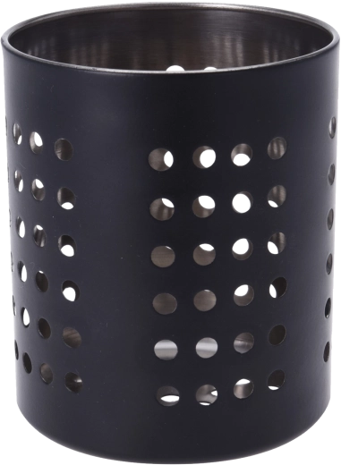 Drypbakke og holder til køkkenredskaber i rustfrit stål, sort