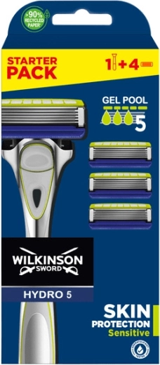 Wilkinson Hydro 5 Skin Protection Sensitive barberhøvl til mænd + 4 hoveder