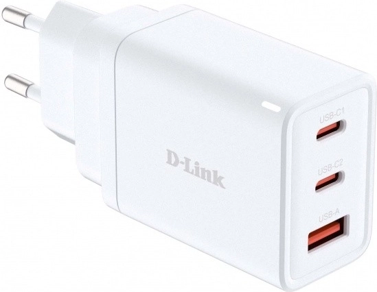 D-Link GaN-oplader 65 W, 2× USB-C og 1× USB-A