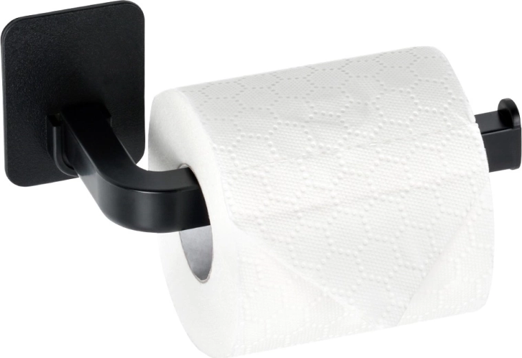 Sort toiletpapirholder med 3M klæbemontering 16,5 cm