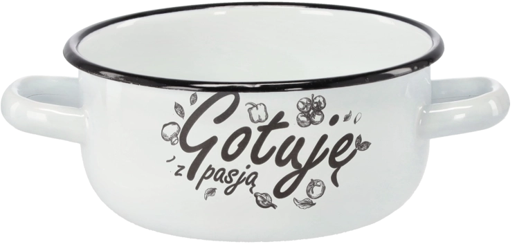 Emaljeret kasserolle med to hanke 1,5 l, 15 cm, hvid – Jeg laver mad med passion