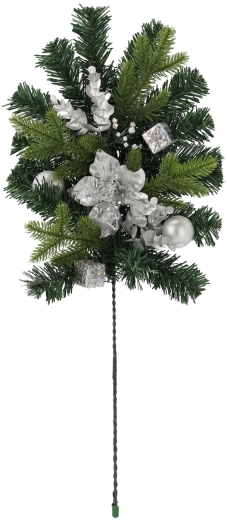 Sølvfarvet juledekorativ kvist 60 cm