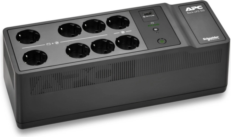 APC nødstrømsforsyning Back‑UPS 500 VA, 8× Schuko, USB A+C