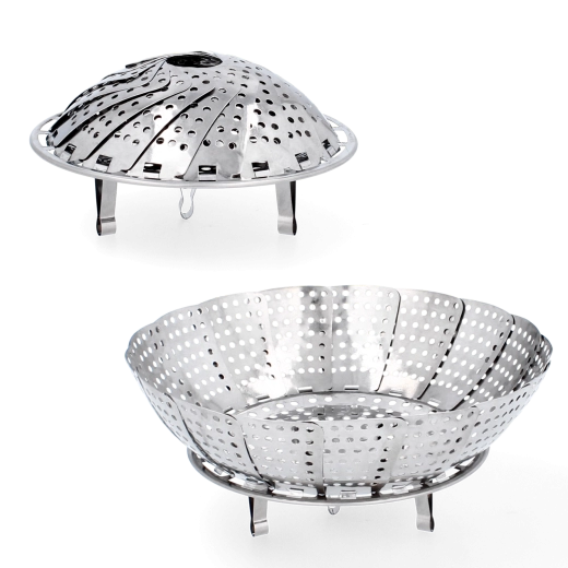 Sammenklappelig dampkurv i rustfrit stål 24 cm