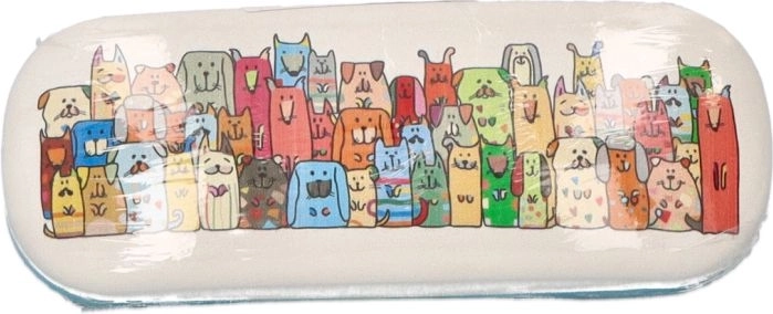 Brilleetui Stay Pawsitive med hundemotiv, vandafvisende PVC