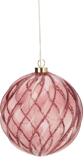 Jule-LED-dekorationskugle i bordeaux med timer, 18 cm