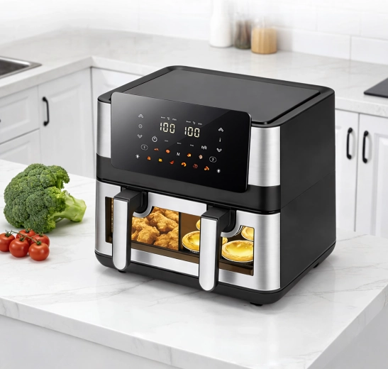 Varmluftfriture (air fryer) med to kurve 8 l (4+4 l) 2000 W, 12 programmer