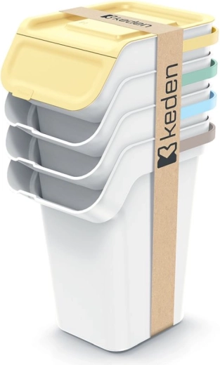 Sæt af sorteringsspande med kulfilter 4×25 l Keden Kaddi Q
