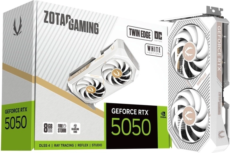 Hvidt grafikkort ZOTAC GAMING GeForce RTX 5050 Twin Edge OC 8 GB GDDR6